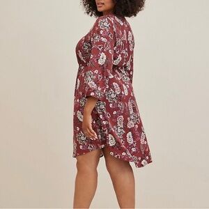 Torrid Women’s Shirt Dress Brown Floral Mini Challis Zip-Front Pockets  Size 3X